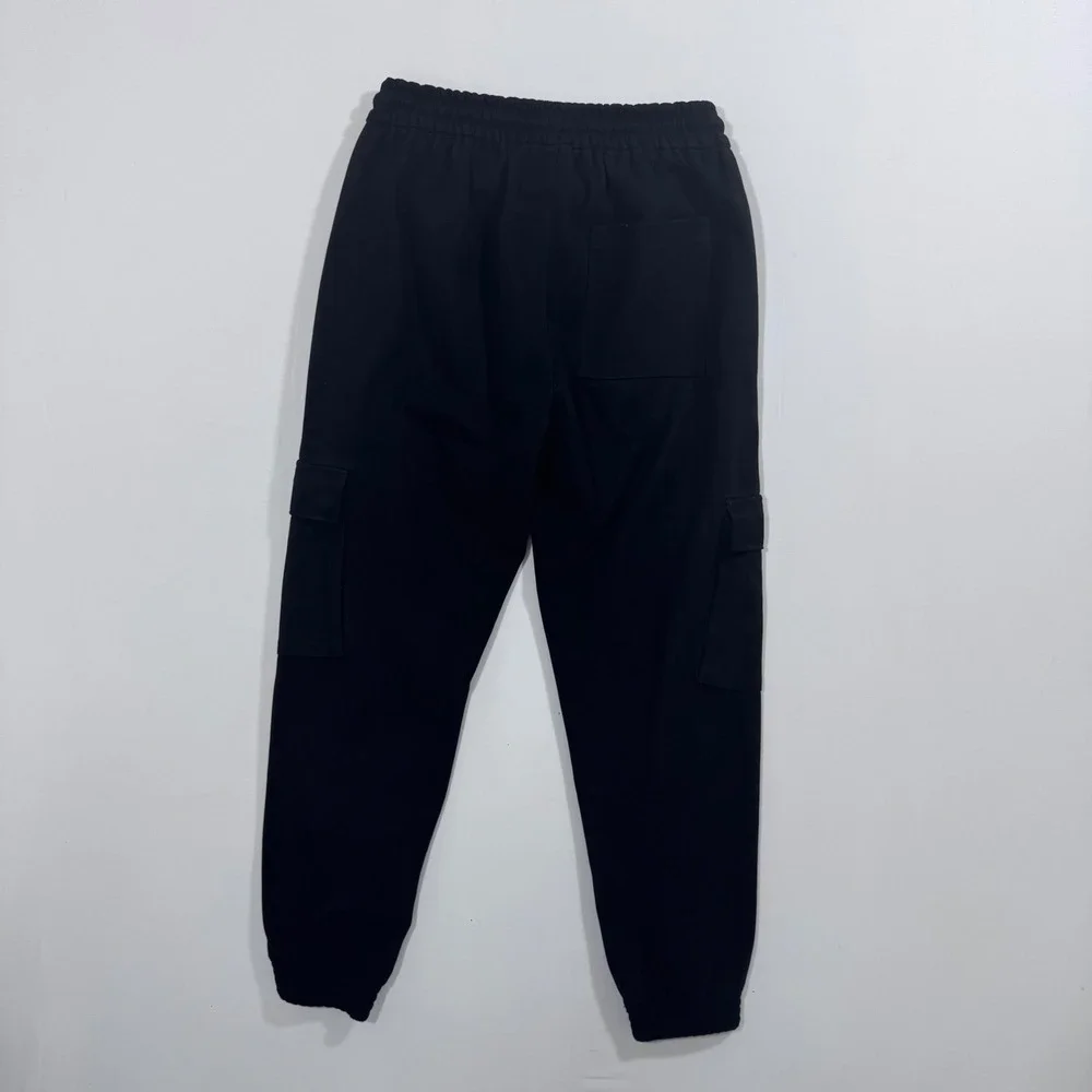 Zara Cargo Velour Suede Jogger Pants Black XS Relaxed Streetwear Minimalist - Picture 9 of 11